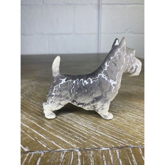 Vintage Gray Schnauzer Dog Scottish Terrier Figurine Porcelain Ceramic‎ Japan - Picture 7 of 11